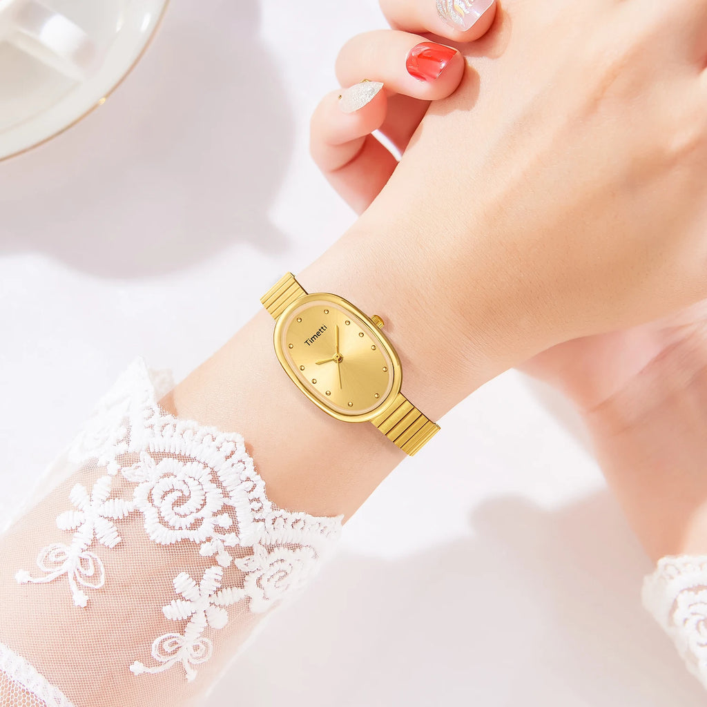 Timetti Women's Oval Quartz Watch – Minimalist Luxury Style Women's Quartz Watch Nixie