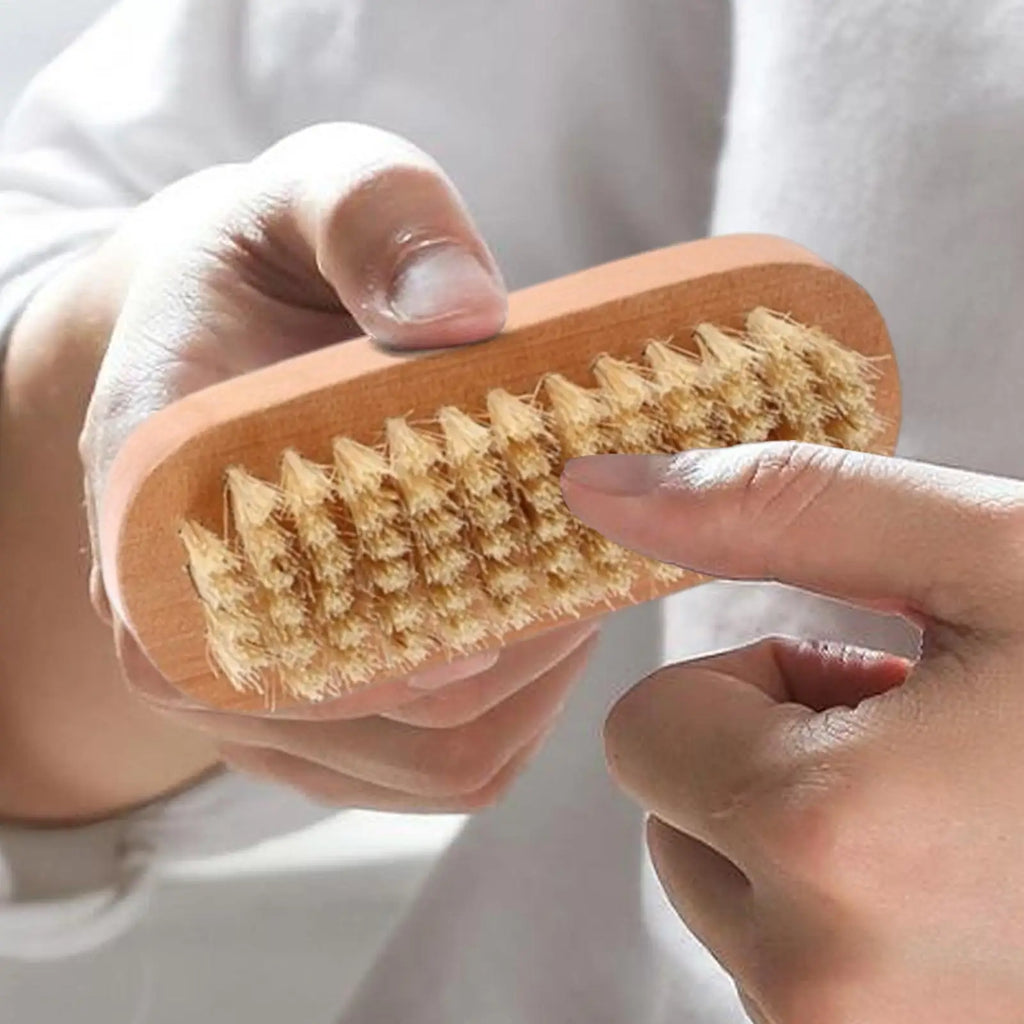 Wooden Double-Sided Nail Cleaning Brush – Soft Bristles Nail Cleaning Brush Nixie