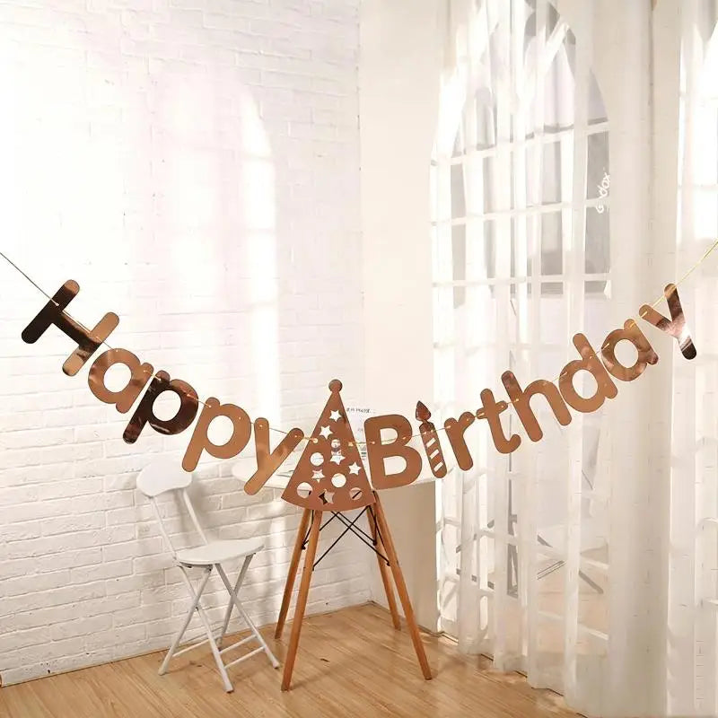 Happy Birthday Banner Colorful Hat Garland Party Decoration Set