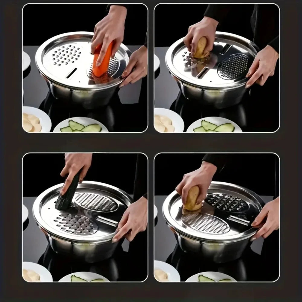 3-Piece Stainless Steel Colander Grater & Salad Bowl Set Kitchen Grater Set Nixie