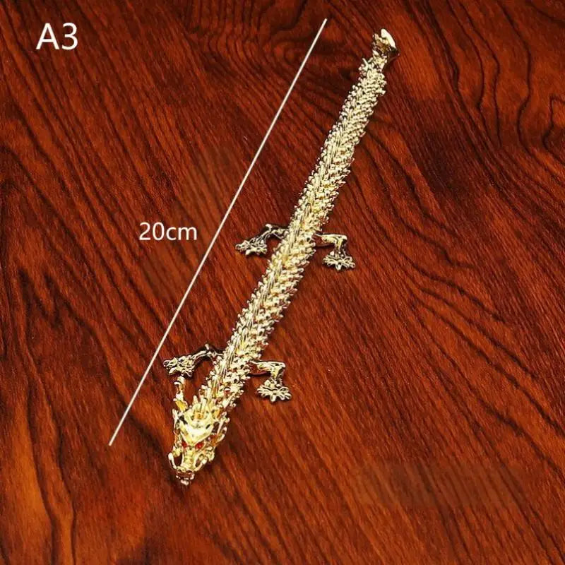 Poseable Alloy Golden Dragon Statue Chinese Loong Desktop Ornament Dragon Figurine Ornament Nixie A3