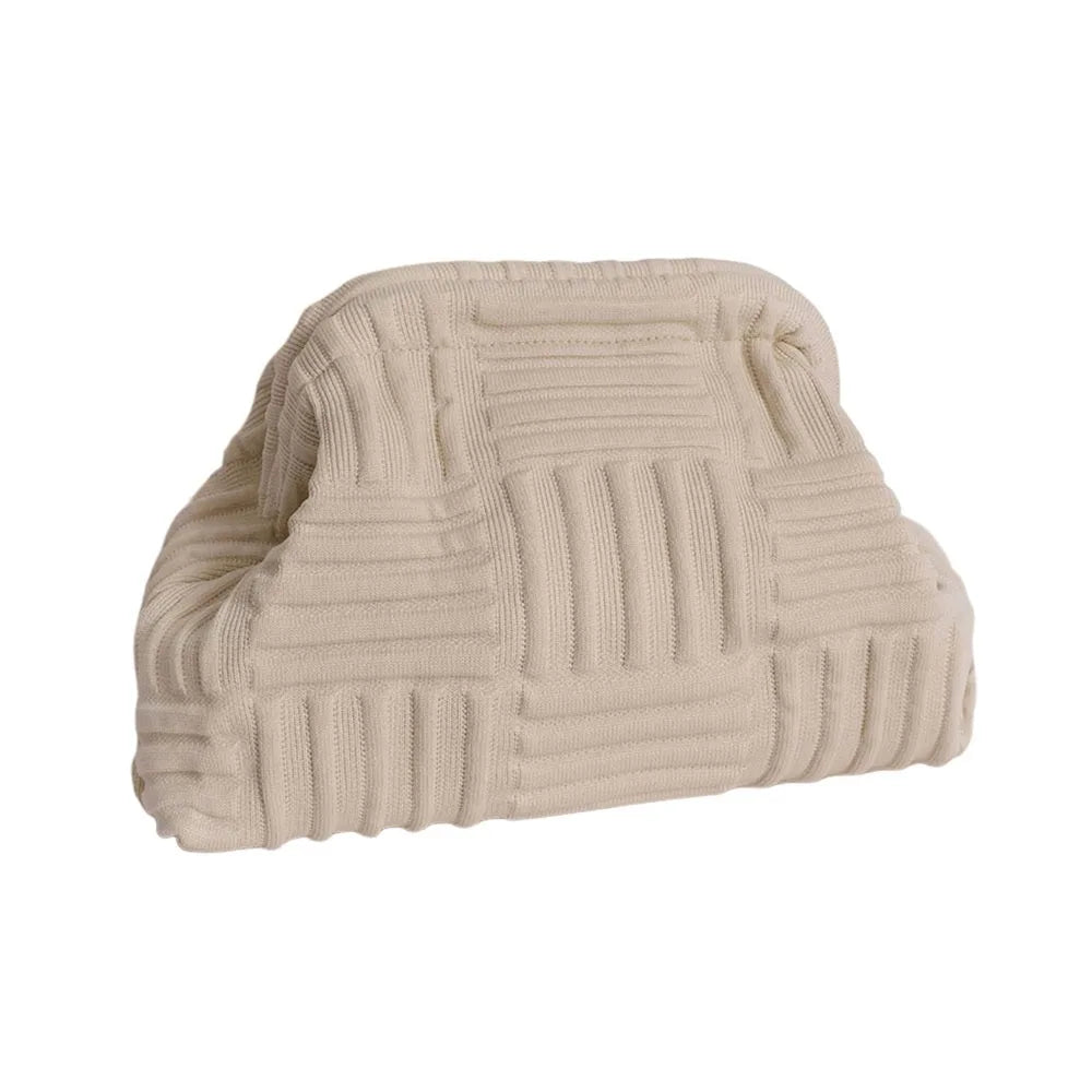 Knit-Textured Evening Clutch Bag | Large Makeup Bag for Women Evening Clutch Bag Nixie Beige