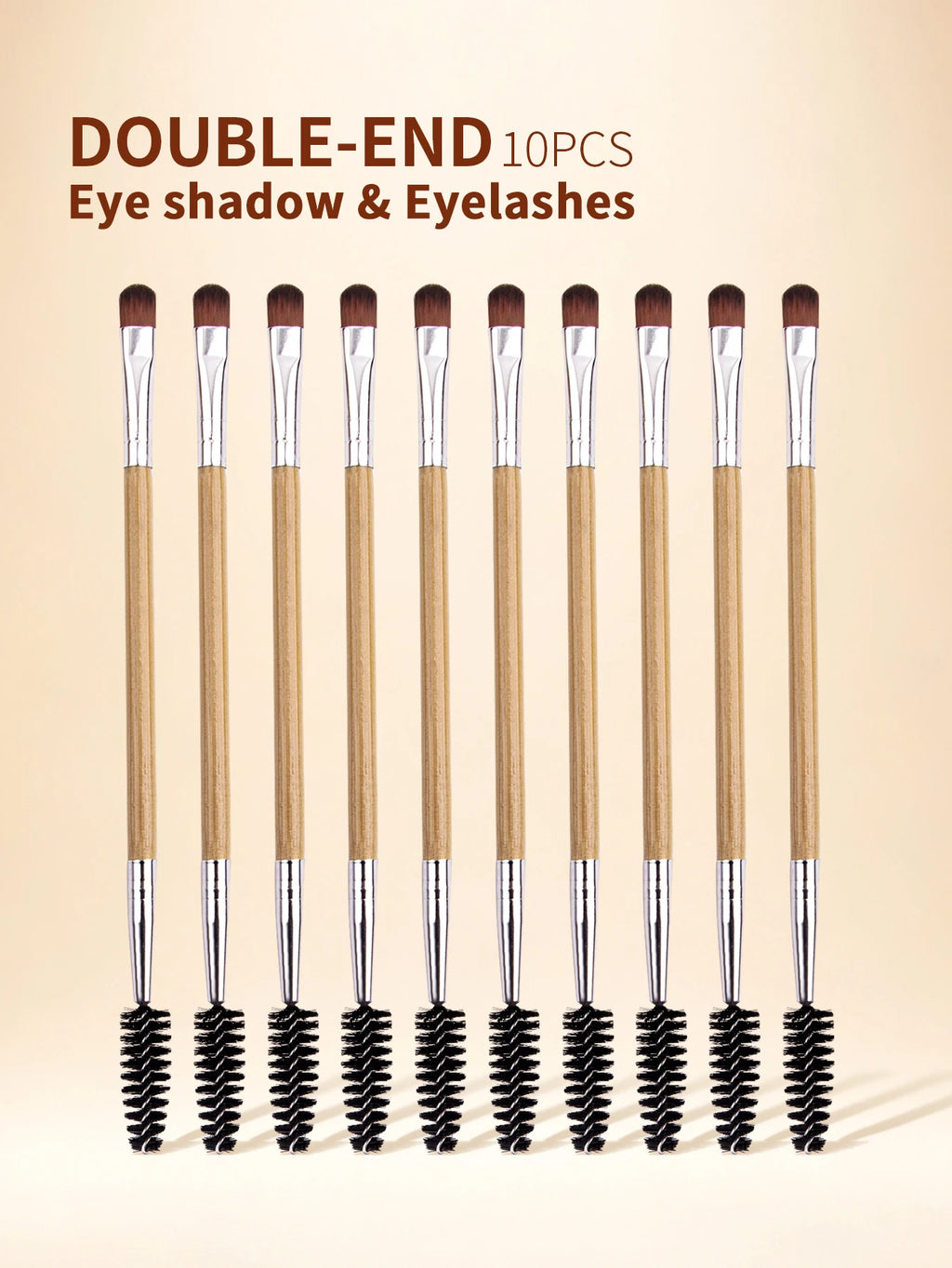 10Pcs Dual-Ended Eyeshadow & Spoolie Brow Brush Set