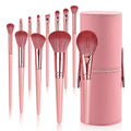 12Pcs Pink Makeup Brush Set with Storage Tube | Soft Bristles Makeup Brush Set Nixie Pink