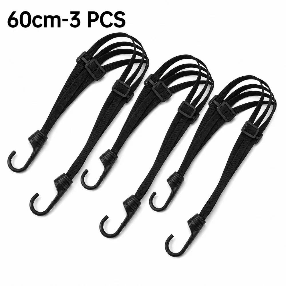 Motorcycle Helmet Elastic Cargo Net Strap with Safety Hooks Motorcycle Cargo Strap Nixie 60 cm 3 PCS