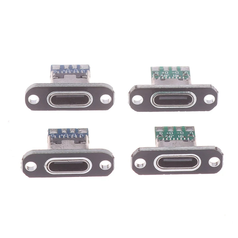 5Pcs USB 3.1 Type-C Female Connector Jack with Fixing Plate USB Type-C Connector Nixie