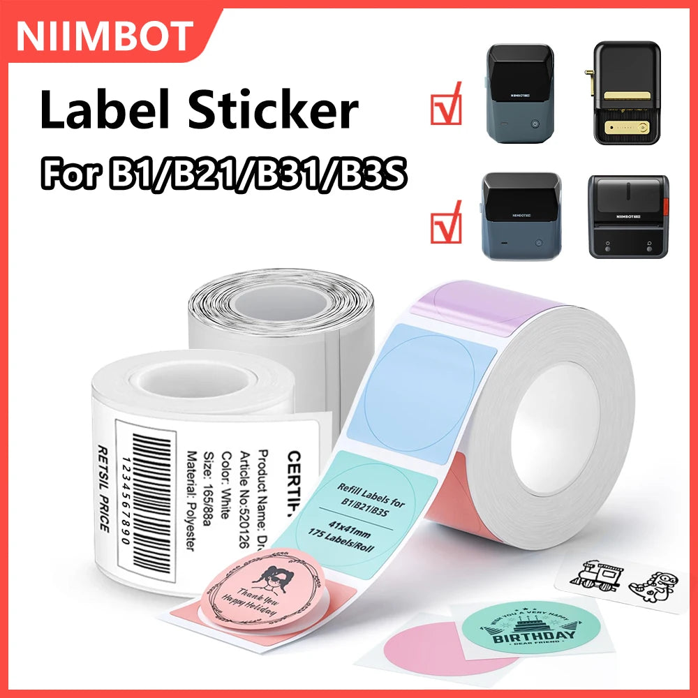 Niimbot Thermal Label Paper Roll | B1 B21 B3S Self-Adhesive Thermal Label Roll Nixie