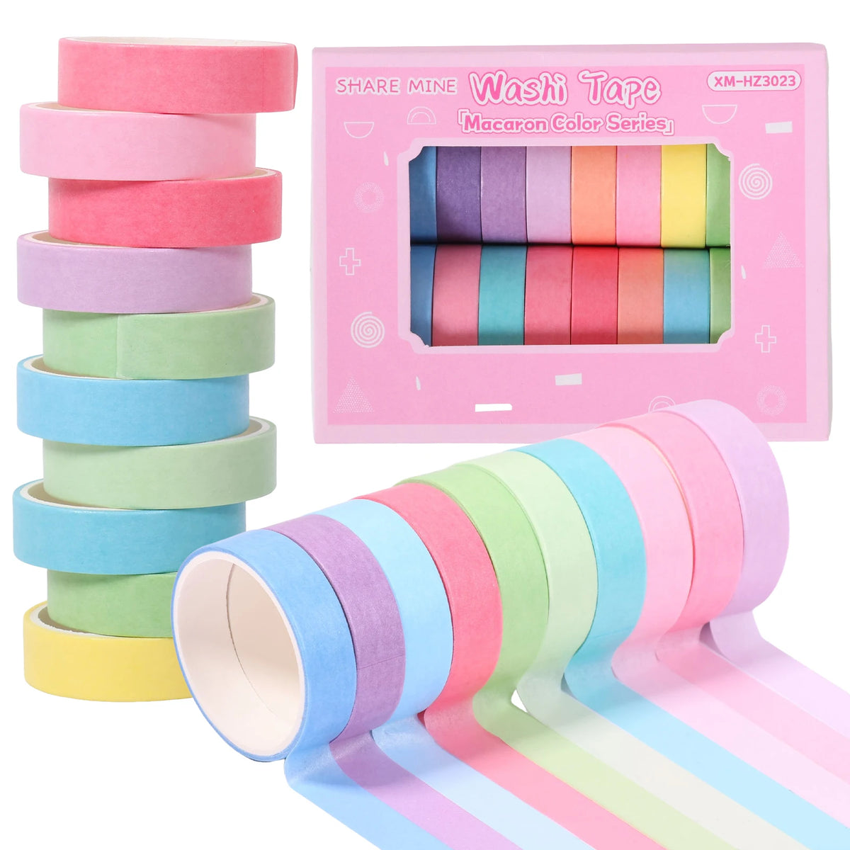 20 Rolls Washi Tape Set – Rainbow Colors for DIY Scrapbooking Decorative Washi Tape Nixie