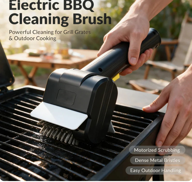 Electric Rechargeable BBQ Grill Brush – Stainless Steel Bristles Electric Grill Brush Nixie
