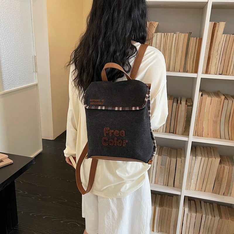 Korean Cartoon Canvas Backpack – Lightweight Student School Bag Canvas Backpack Nixie