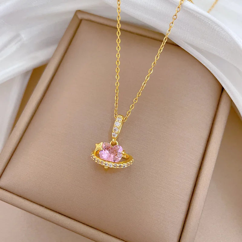 Women's Gold Heart Pendant Necklace – Stainless Steel Choker Pendant Necklace Nixie