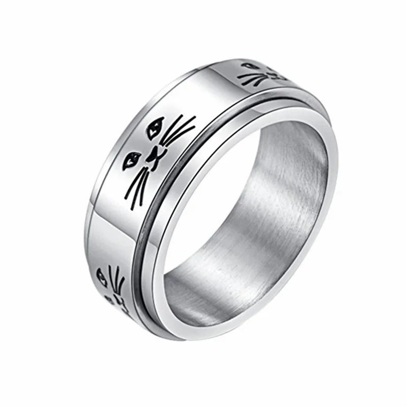 Spinner Fidget Ring Stainless Steel Punk Skull Star Unisex Spinner Fidget Ring Nixie