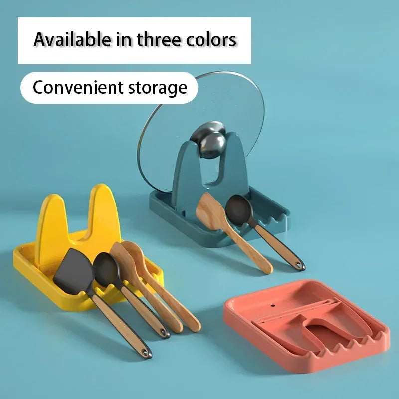Foldable Pot Lid Rack & Spoon Holder Kitchen Organizer Stand