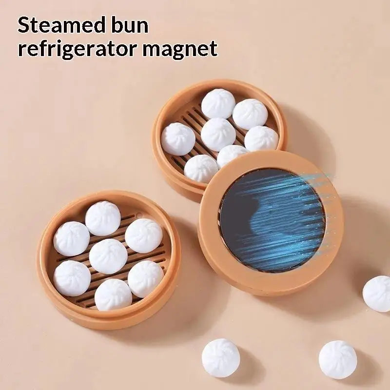 3D Steamed Bun Fridge Magnets – Cute Food Kitchen Decor Set Decorative Fridge Magnet Nixie