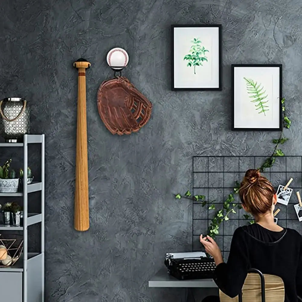 Heavy-Duty Baseball Display Wall Mount Rack & Bat Holder