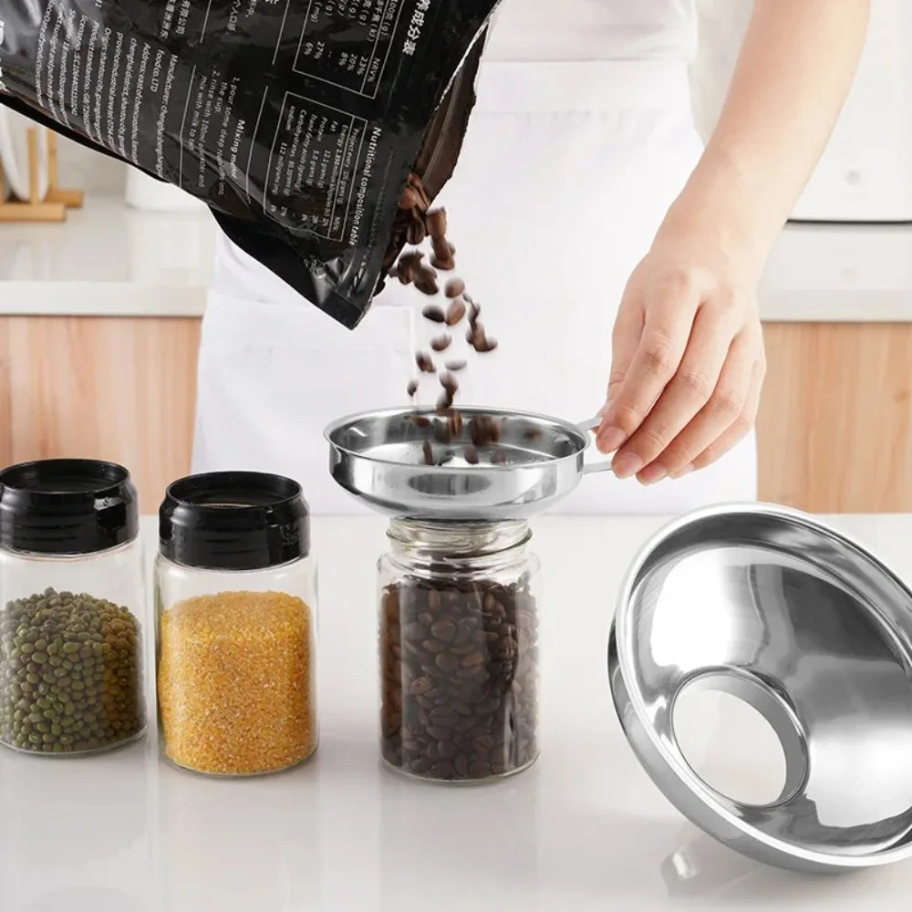 Stainless Steel Wide Mouth Funnel with Handle | Kitchen Tool