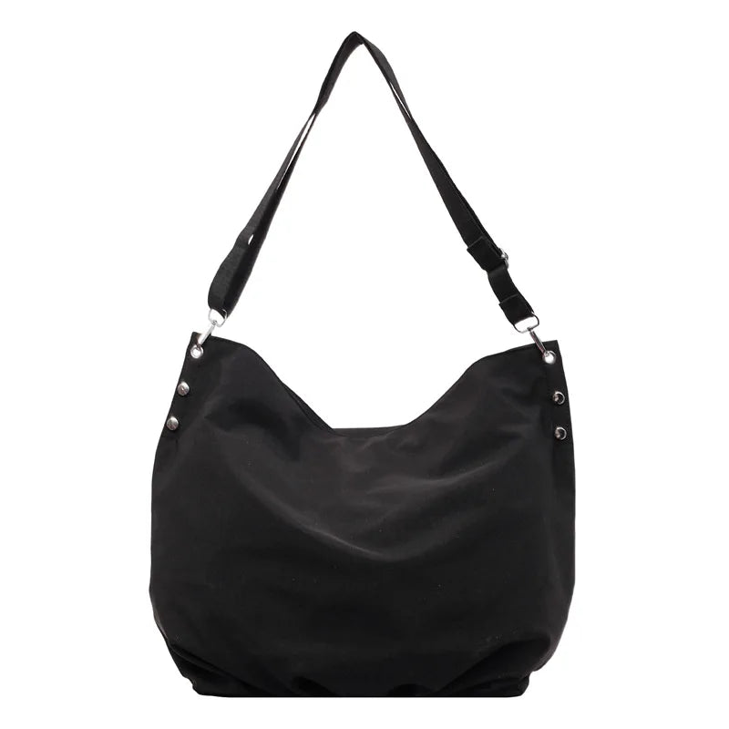 Large Canvas Shoulder Bag for Women | Casual Commuter Tote Canvas Shoulder Bag Nixie Black