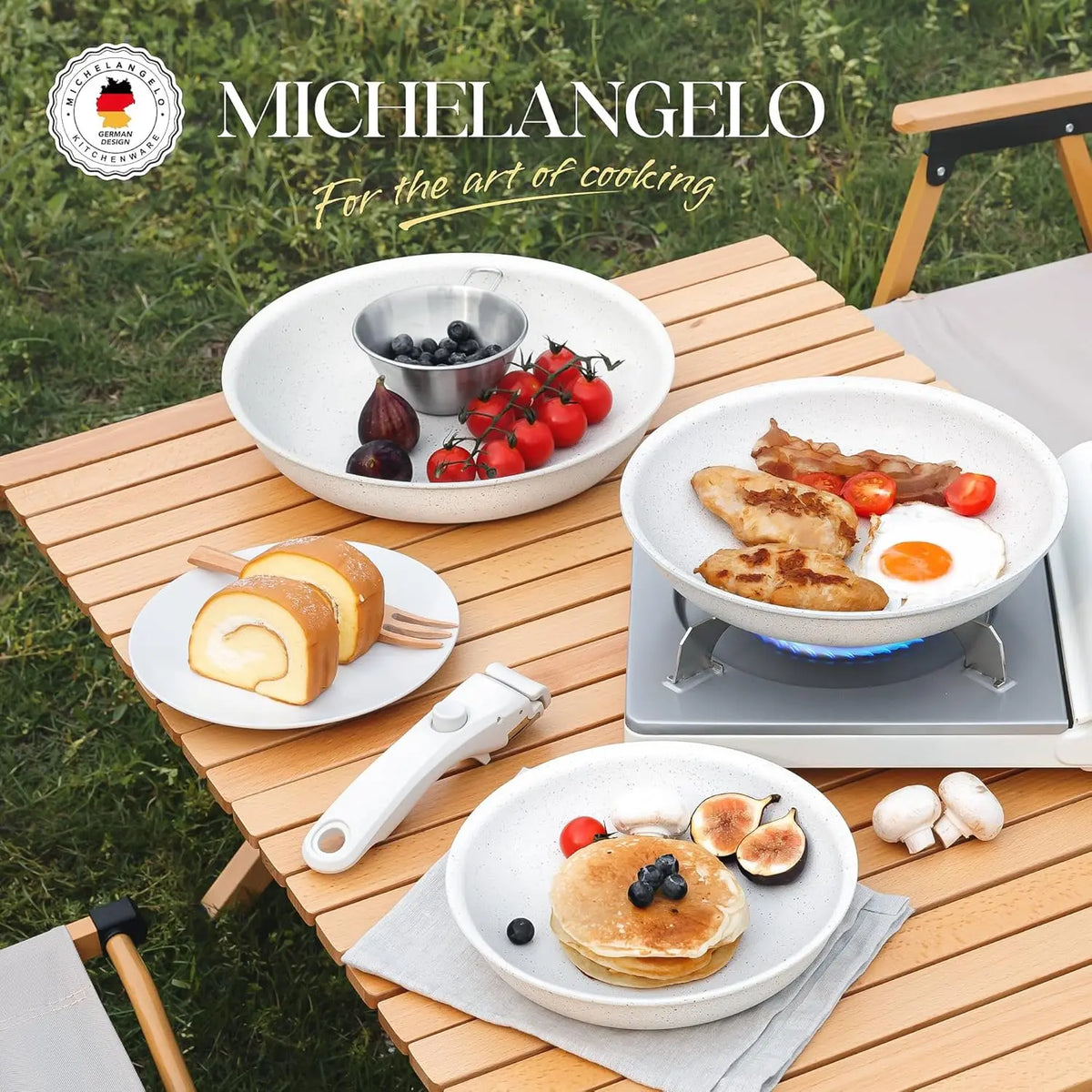 MICHELANGELO Nonstick Frying Pan Set – Granite Coated, Oven Safe Nonstick Cookware Set Nixie