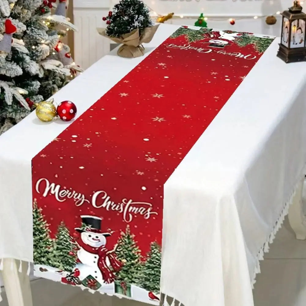 Christmas Table Runner – Santa, Snowman & Elk Holiday Decor Christmas Table Runner Nixie