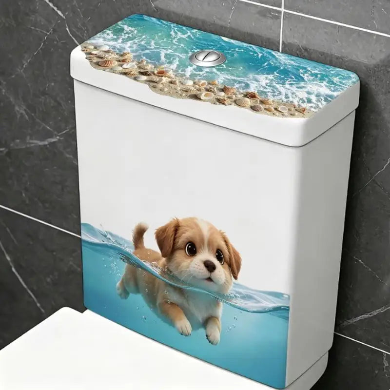 Cute Swimming Puppy Bathroom Wall Decal – Waterproof Sticker Bathroom Wall Decal Nixie