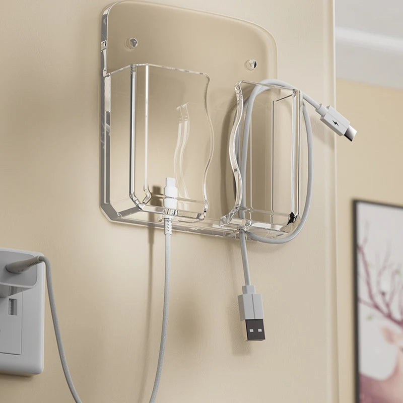 Wall Mount Phone Holder Storage Box Organizer with Charging Port Wall Storage Organizer Nixie