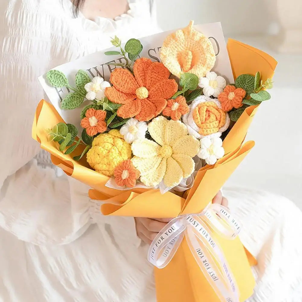 Handmade Crochet Rose Bouquet – Cotton Yarn Artificial Flowers Artificial Flower Bouquet Nixie