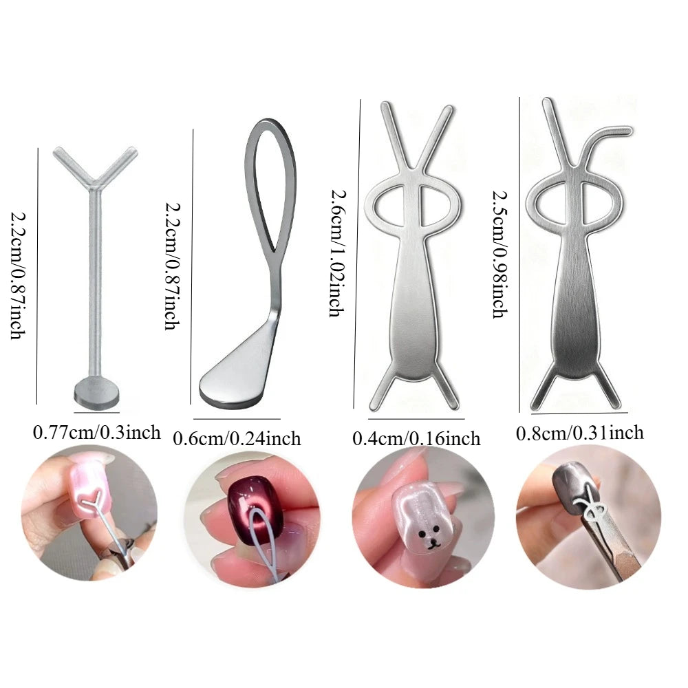 Cat Eye Nail Art Template Set – 4 Metal Linear Design Guides Nail Art Templates Nixie 4PCS