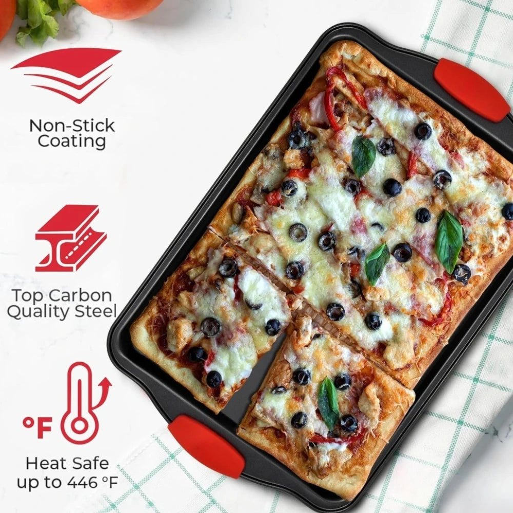 Nonstick Carbon Steel Baking Pan Set with Silicone Handles
