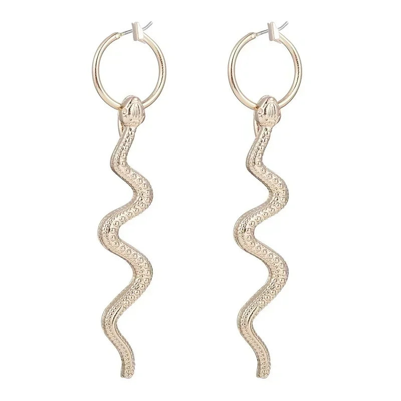 Vintage Gold Long Snake Dangle Earrings | Fashion Jewelry Gift Dangle Earrings Nixie