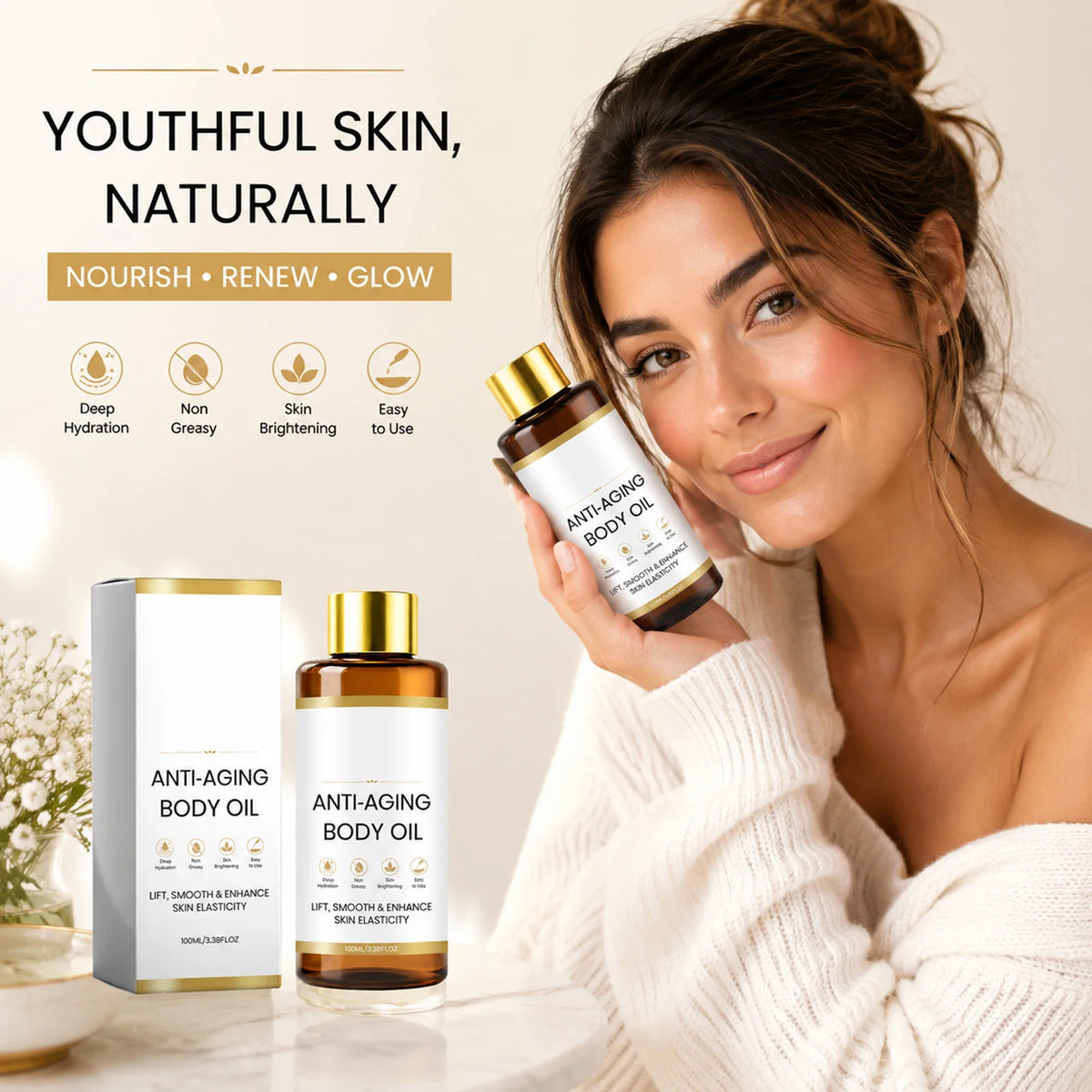 Firming Body Oil – Lightweight Hydrating Moisturizer for Dry Skin Body Oil Nixie