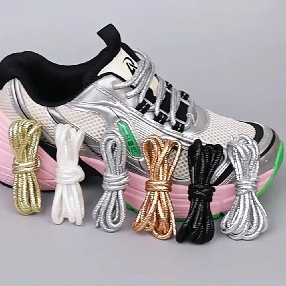 Round Glitter Shoelaces – Lurex Colorful Sneaker Laces Glitter Shoelaces Nixie