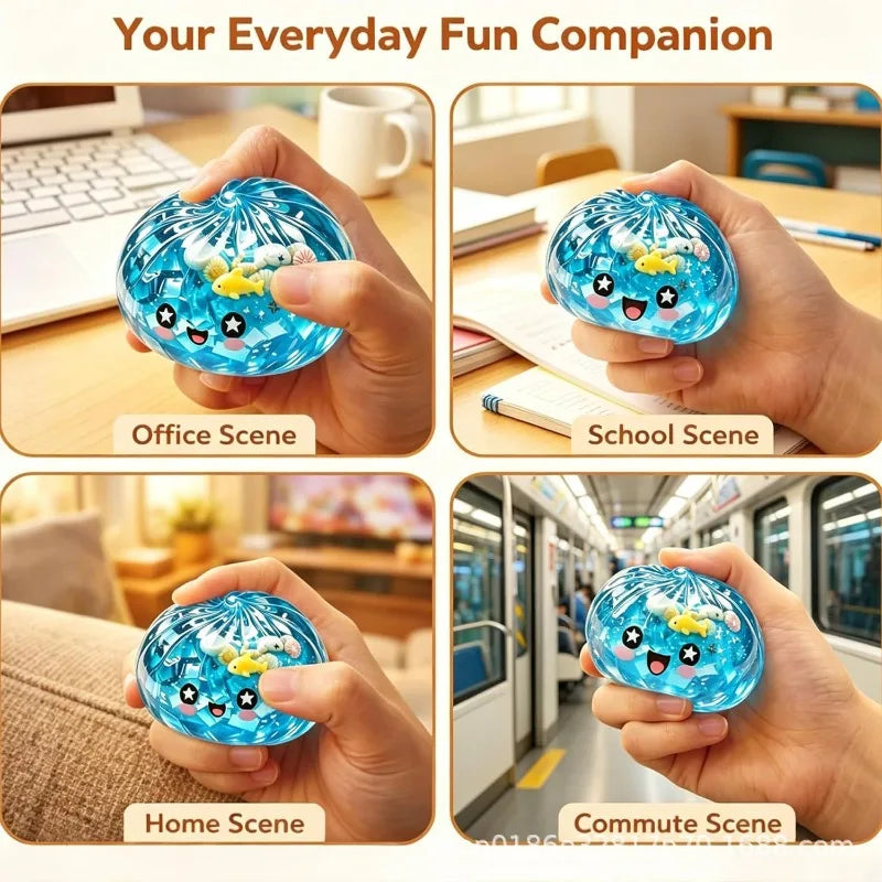 Sea Animal Glitter Squishy Toy | Hidden Mystery Squeeze Bun Squishy Fidget Toy Nixie