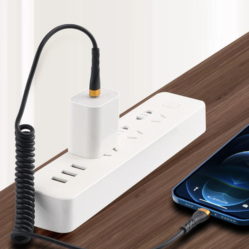 120W Spring Retractable USB-C Fast Charging Cable | PD 60W