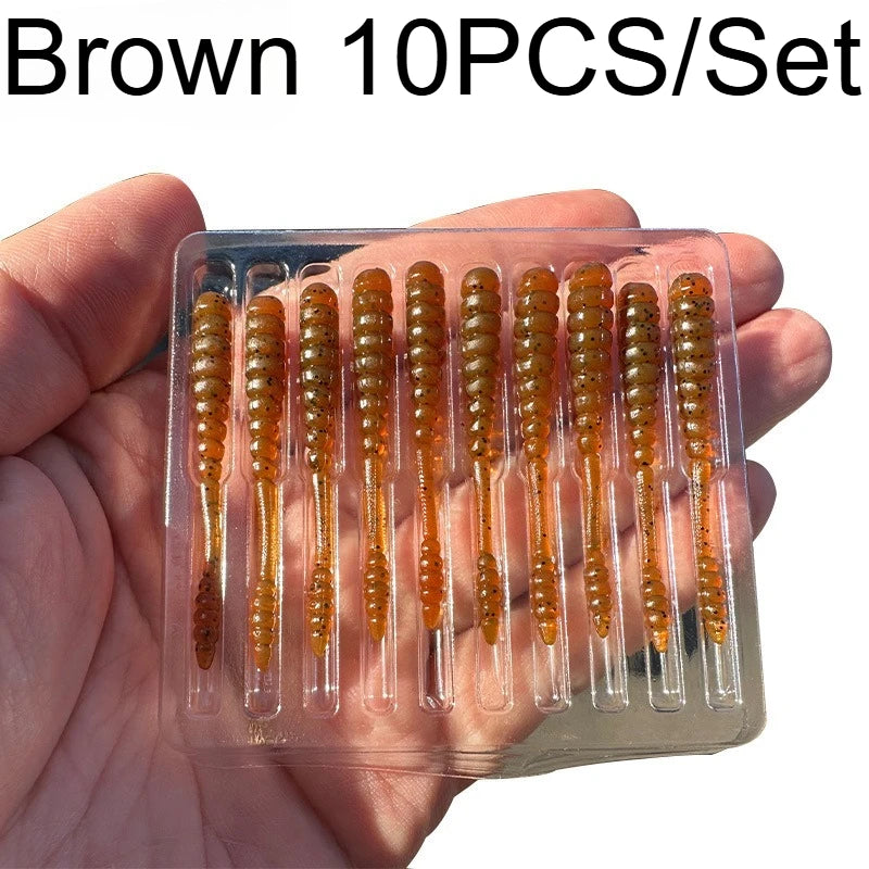 10Pcs T-Tail Minnow Micro Lure 48mm Slow Sinking Fishing Bait Fishing Micro Lure Nixie Brown