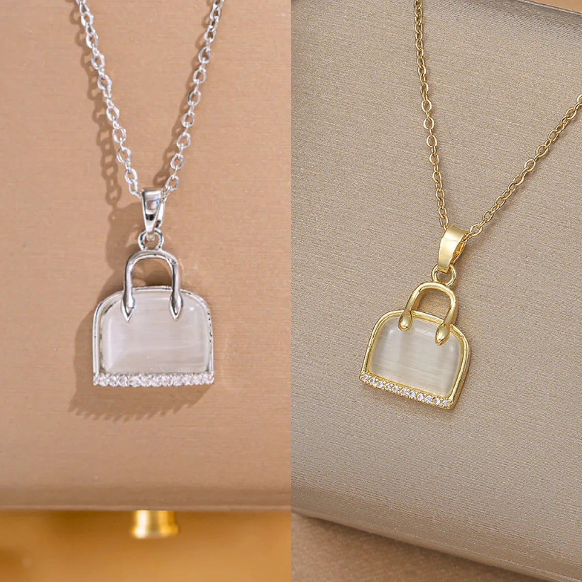 Cat's Eye Stone Pendant Necklace – Minimalist Silver Choker Pendant Necklace Nixie