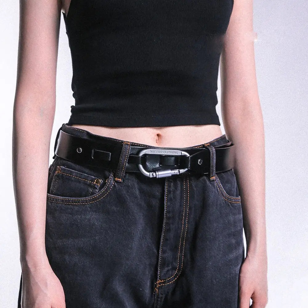 PU Leather Carabiner Buckle Belt – Unisex Adjustable Jeans Belt Fashion Buckle Belt Nixie