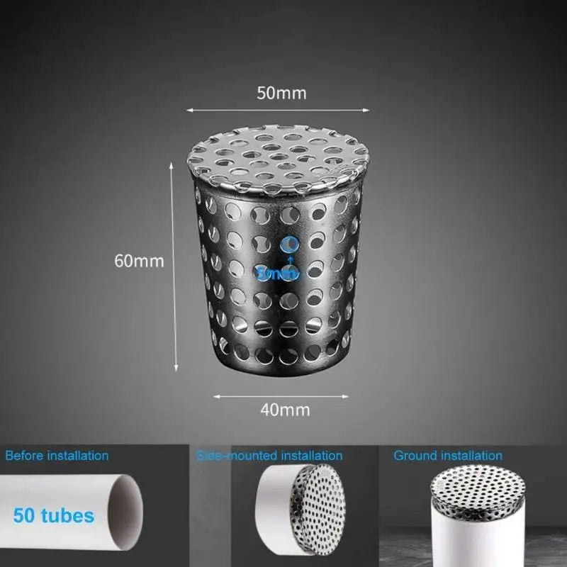 50mm Stainless Steel Drain Cover Insert Filter & PVC Pipe Cap Drain Cover Filter Nixie 50