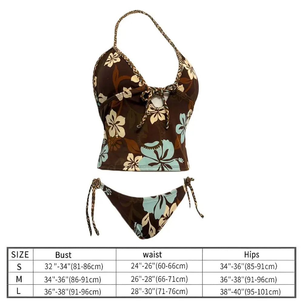 2-Piece Y2K Goth Punk Bikini Set – Women's Lace-Up Swimsuit Women's Bikini Set Nixie