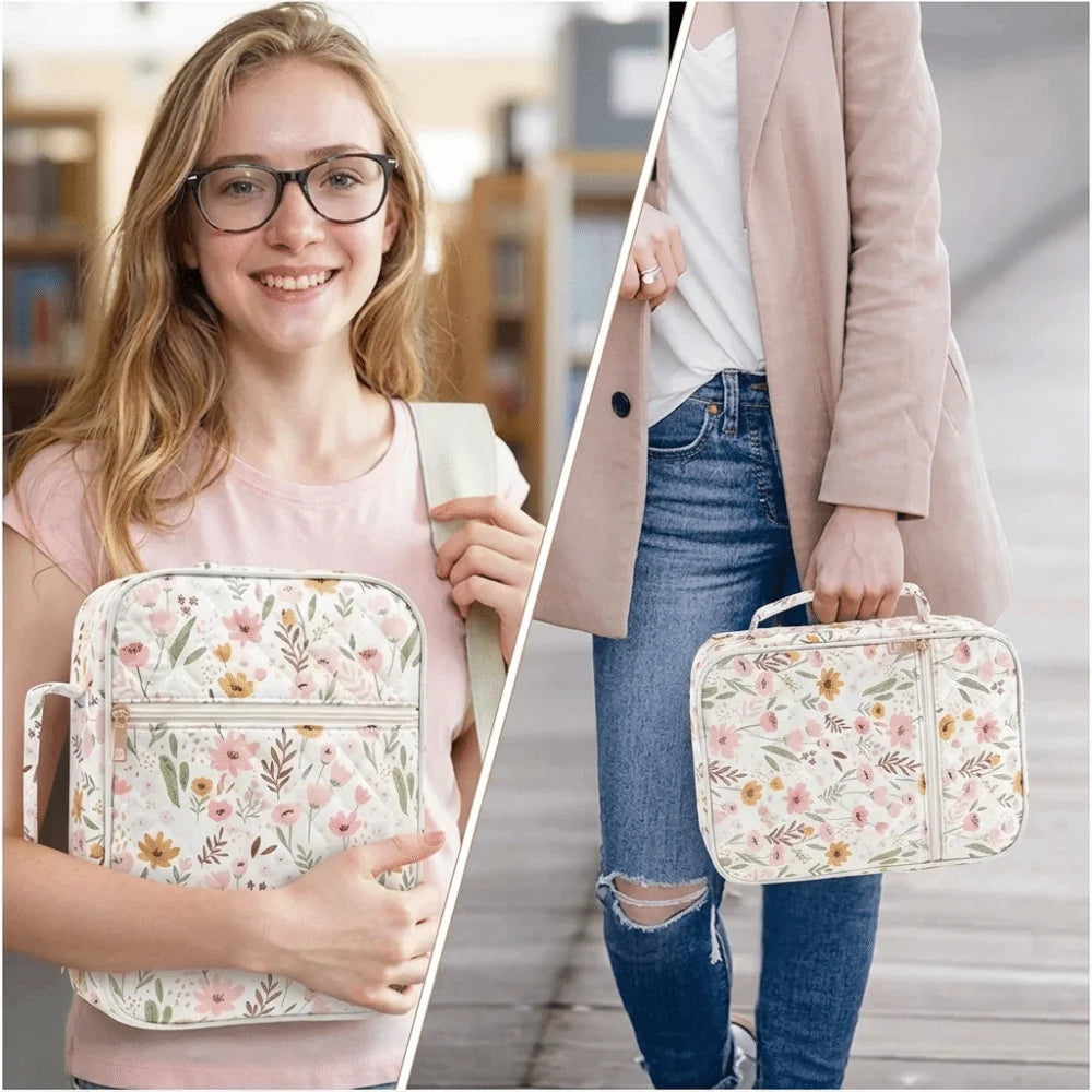 Quilted Cotton Book Storage Bag – Large, Dustproof & Zippered