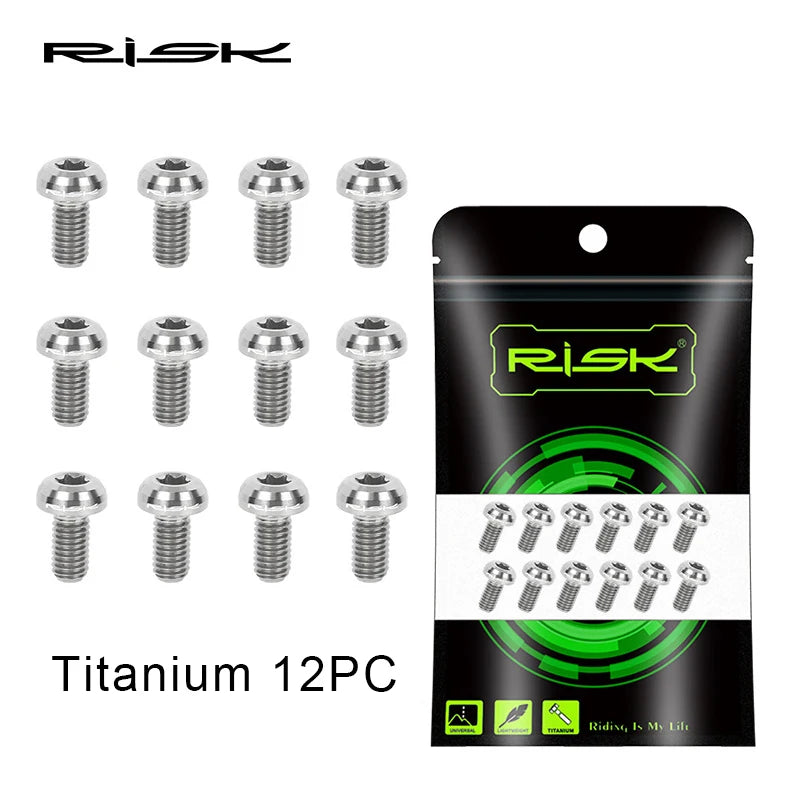 RISK Titanium Alloy Disc Rotor Bolts M5x10mm 12pcs Bike Screws Disc Rotor Bolts Nixie Titanium