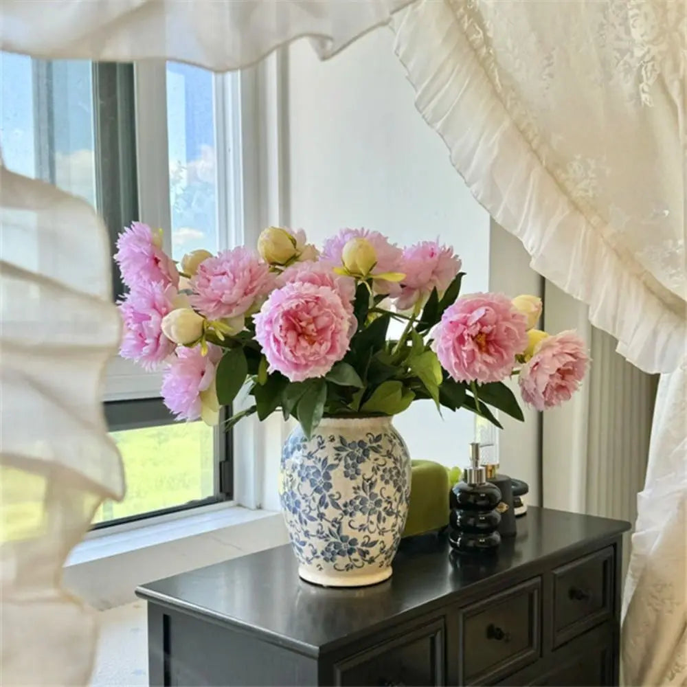 75cm Artificial Peony Silk Bouquet – 3 Heads Long Stem Decor Artificial Silk Flowers Nixie