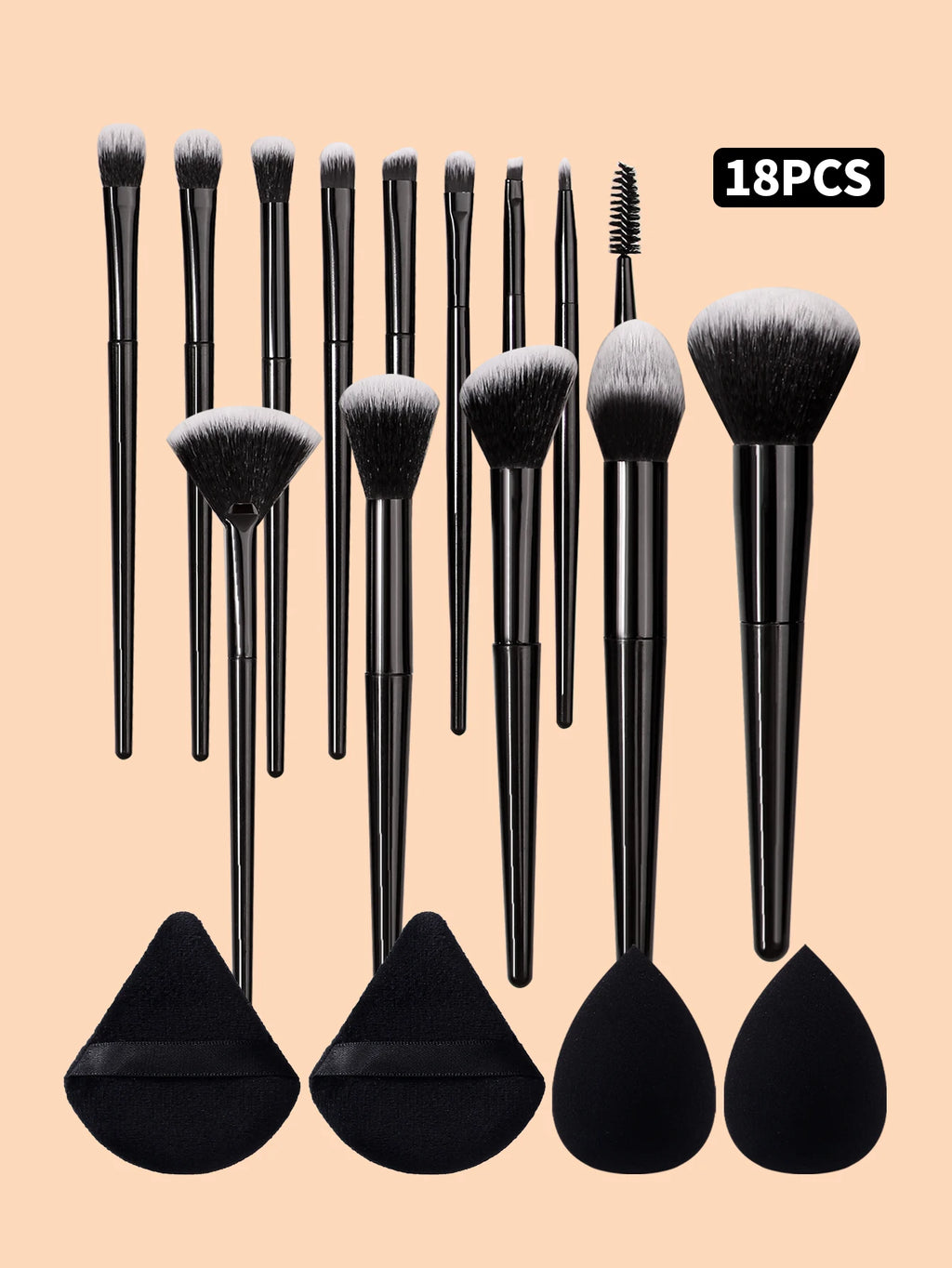 18PCS Makeup Brush Set with Sponges & Puffs – Soft Synthetic Makeup Brush Set Nixie