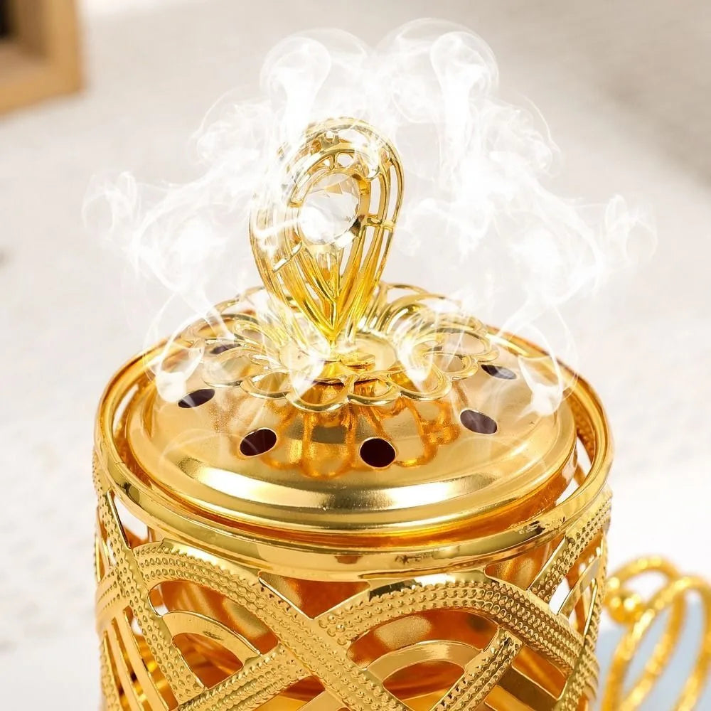 Arabic Handheld Metal Incense Burner Gold Aromatherapy Stove Incense Burner Nixie