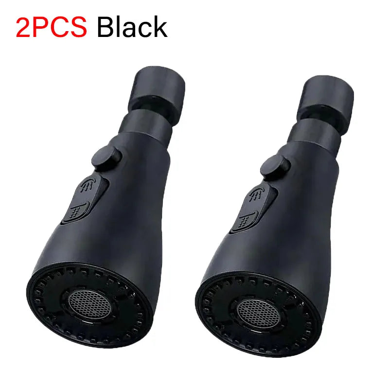 3-in-1 Kitchen Faucet Extender 720° Swivel Water-Saving Sprayer Faucet Extender Nixie 2PCS Black