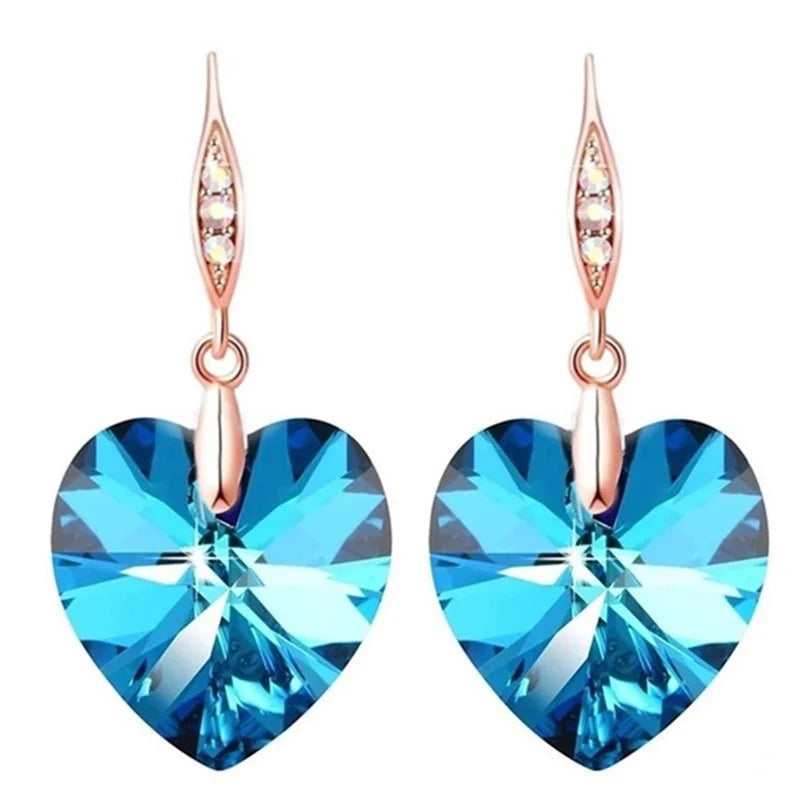Vintage Geometric Pink Crystal Dangle Drop Earrings Crystal Drop Earrings Nixie Blue