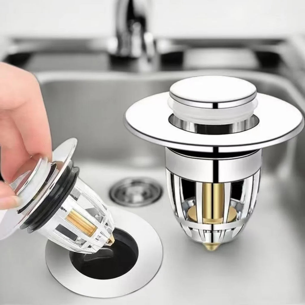 Pop-Up Sink Drain Stopper with Hair Catcher Filter Sink Drain Stopper Nixie