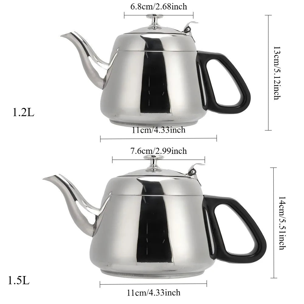 Stainless Steel Teapot 1.2L/1.5L | Loose Leaf Tea Filter Stainless Steel Teapot Nixie