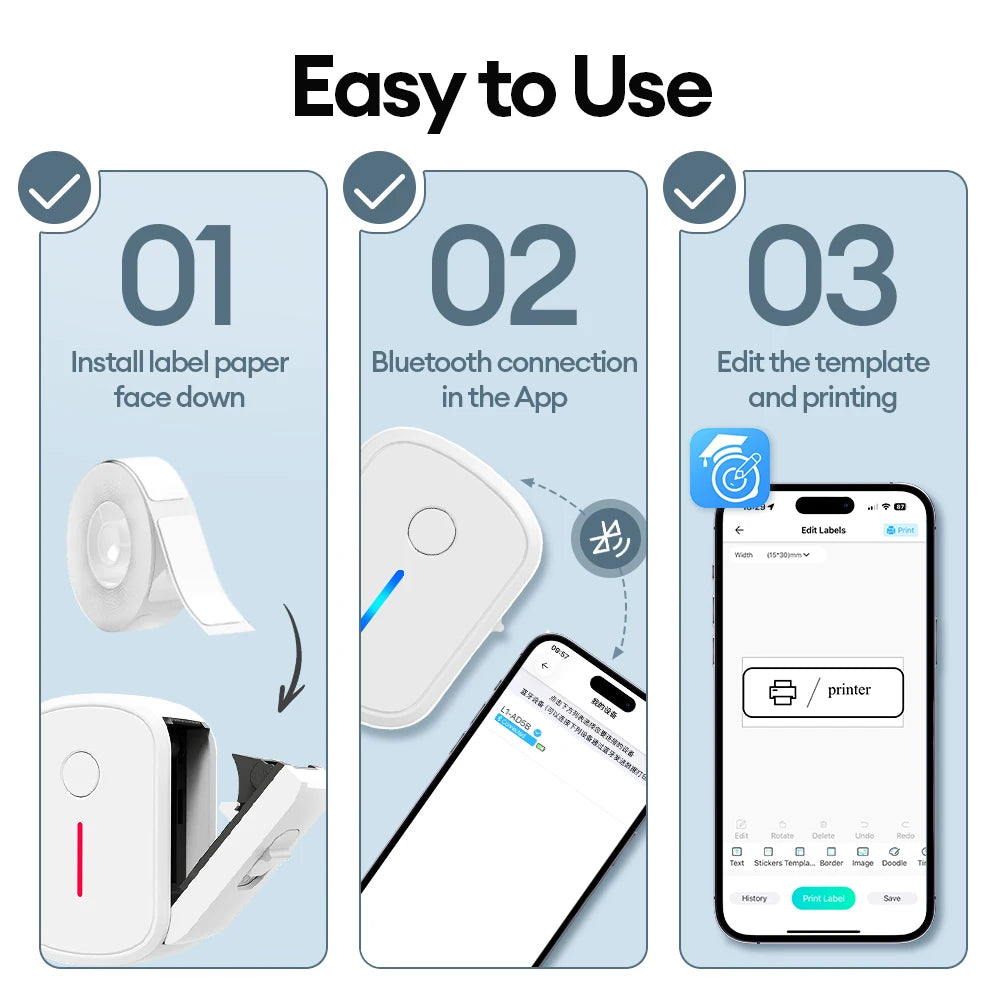 Marklife L1 Bluetooth Mini Thermal Label Printer – Inkless Sticker Maker Thermal Label Printer Nixie