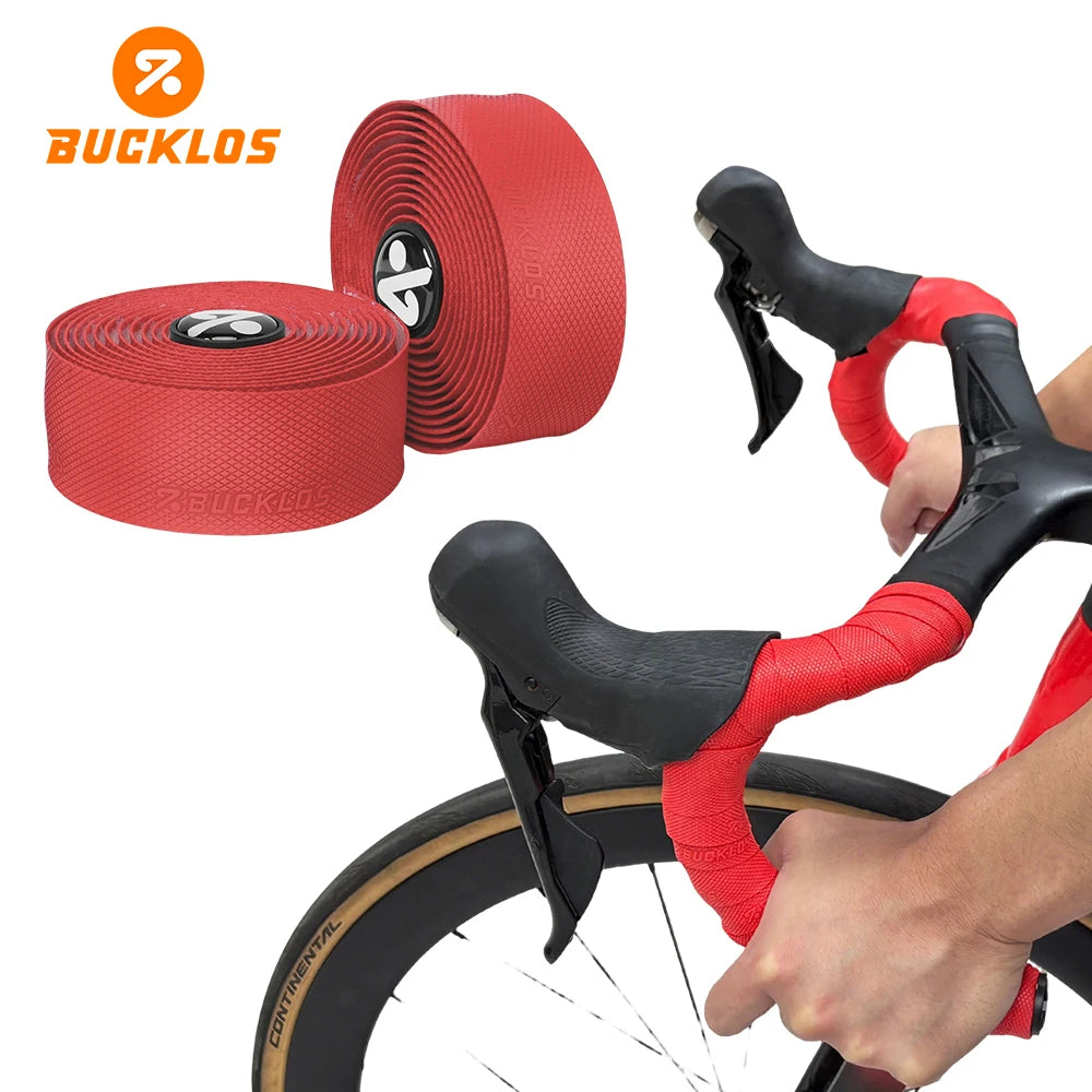 BUCKLOS Road Bike Handlebar Tape Non-Slip Ultralight PU+EVA Bicycle Handlebar Tape Nixie RED