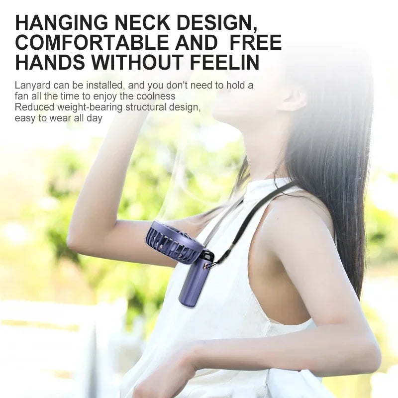 Portable Neck Fan 1800mAh USB Rechargeable 5-Speed & Phone Stand